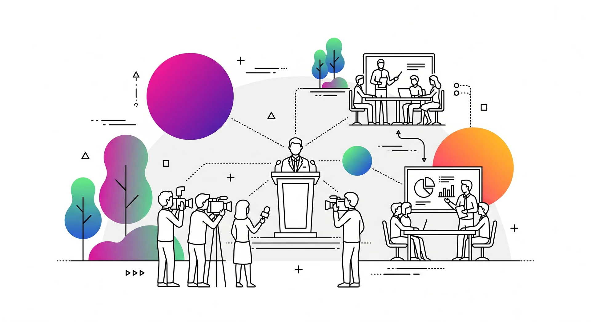 Illustration d'une communication de crise efficace avec équipe, porte-parole et réunions coordonnées pour gérer les crises.