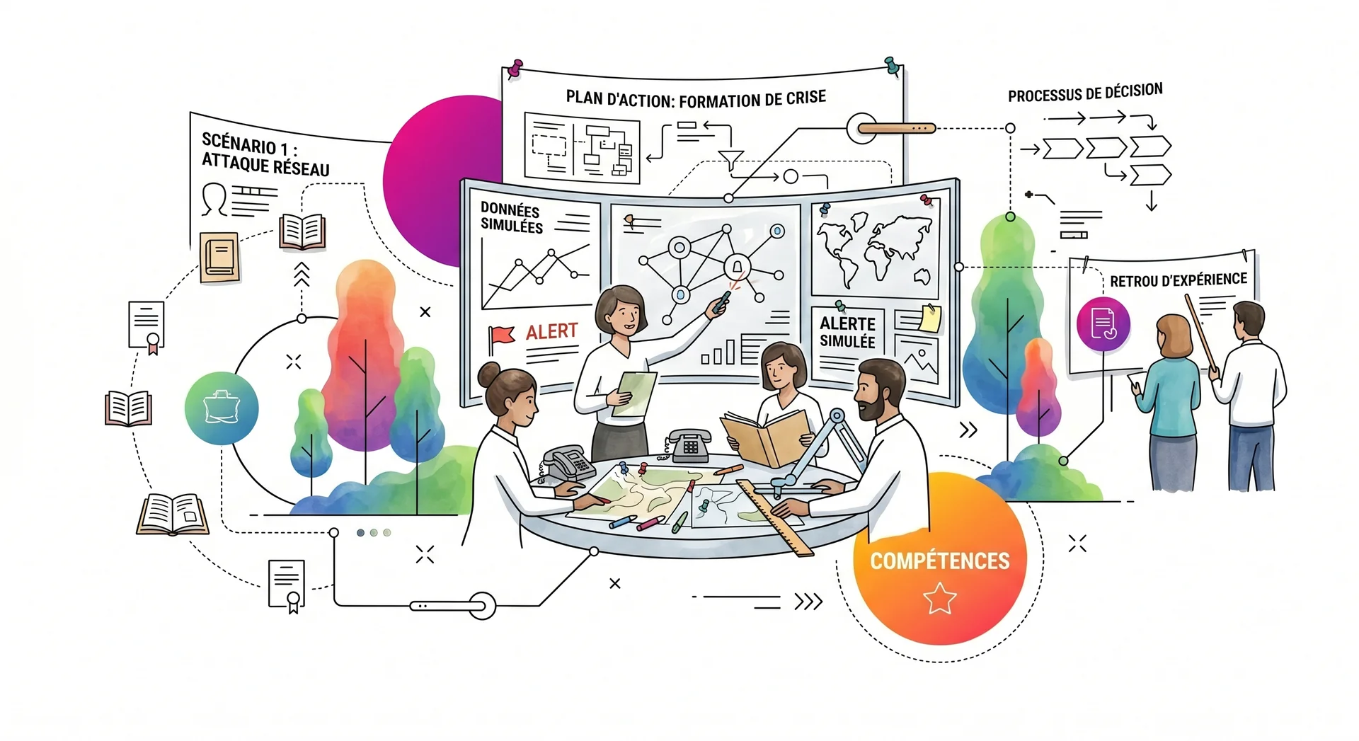 Équipe en formation gestion de crise Twist lors d'une simulation collective