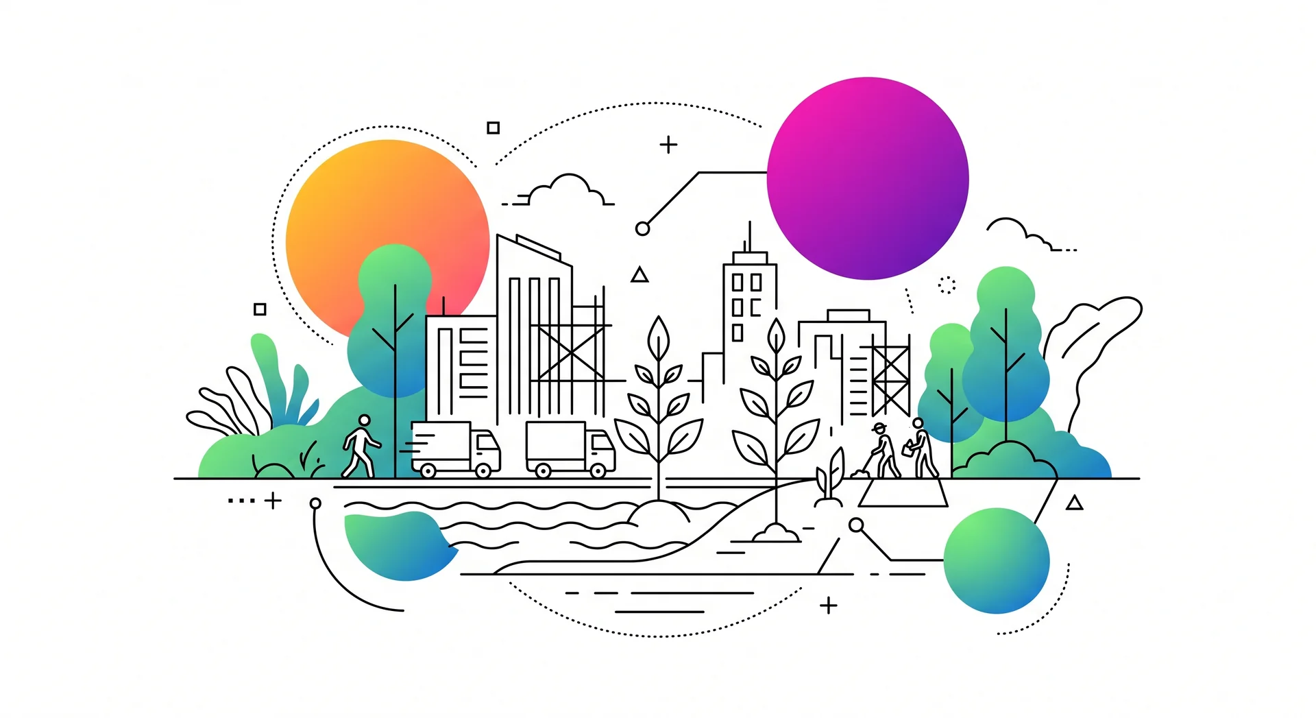 Sortie de crise et resilience urbaine, phase de retablissement et de transformation post-crise. Illustration Twist Conseil
